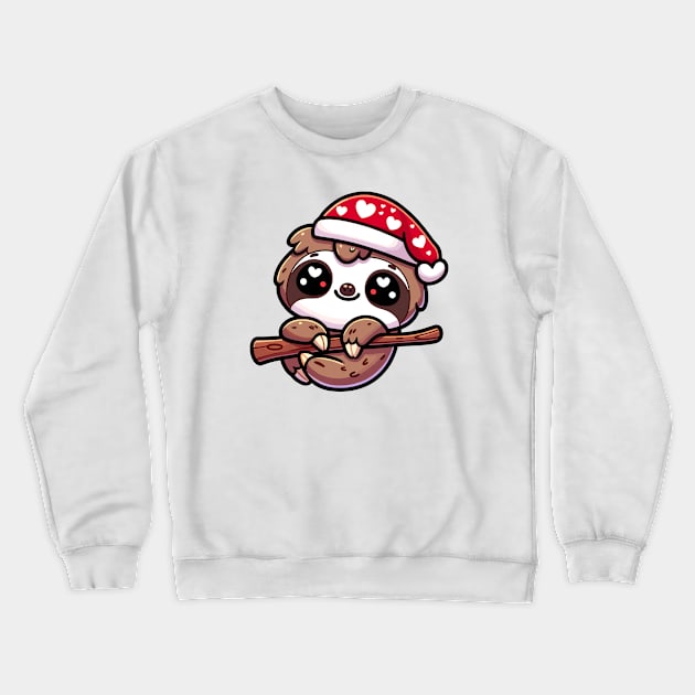 Cute Kawaii Valentine's Sloth with a Hearts Hat Crewneck Sweatshirt by Luvleigh